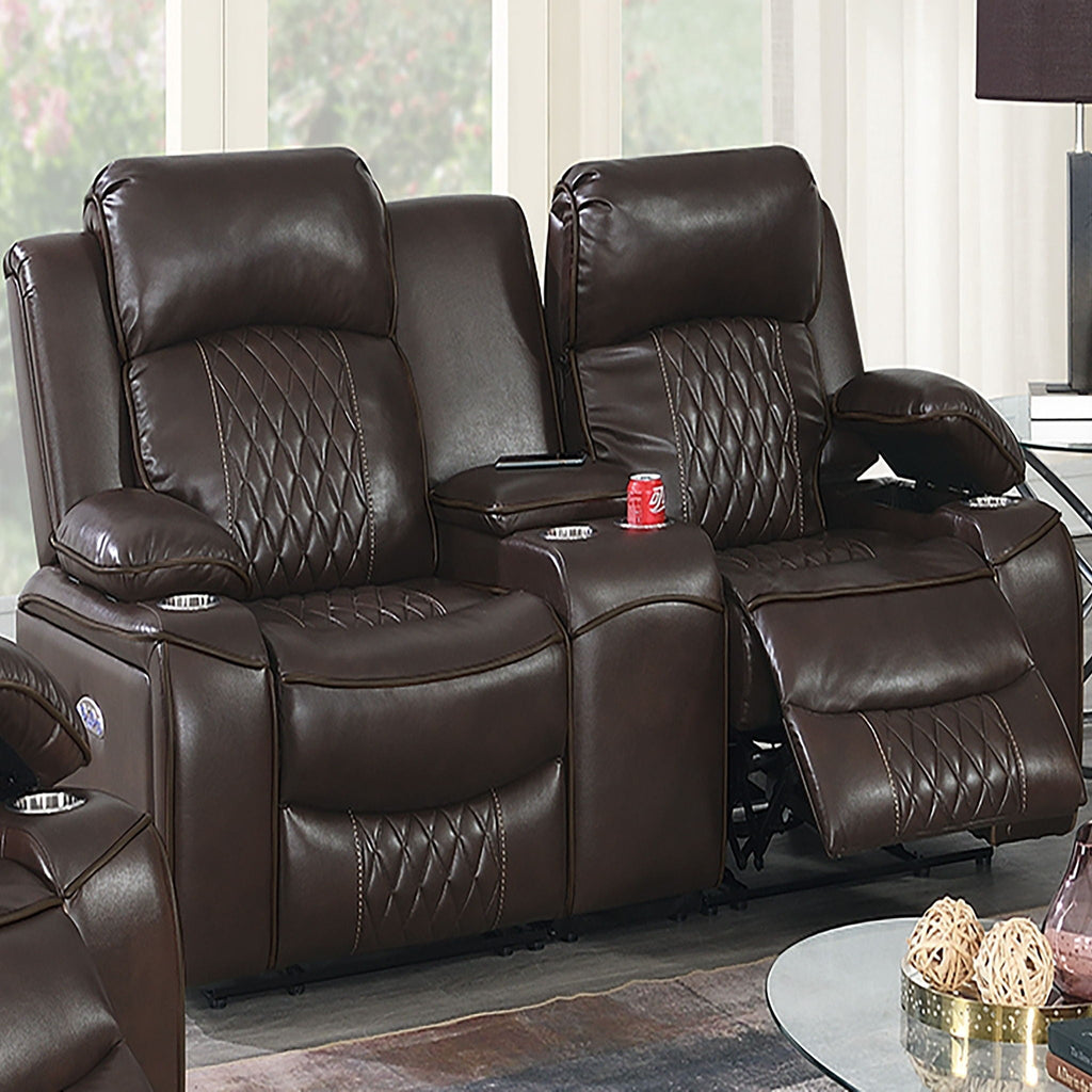 Power Motion Living Room Set with Adjustable Headrest & USB Port - Dark Brown or Dark Gray