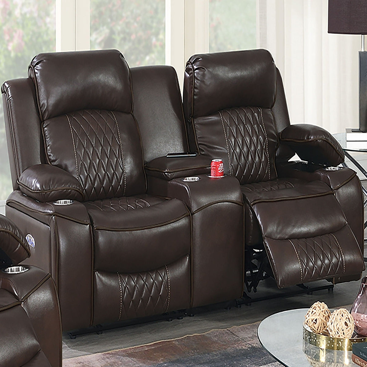 Power Motion Living Room Set with Adjustable Headrest & USB Port - Dark Brown or Dark Gray