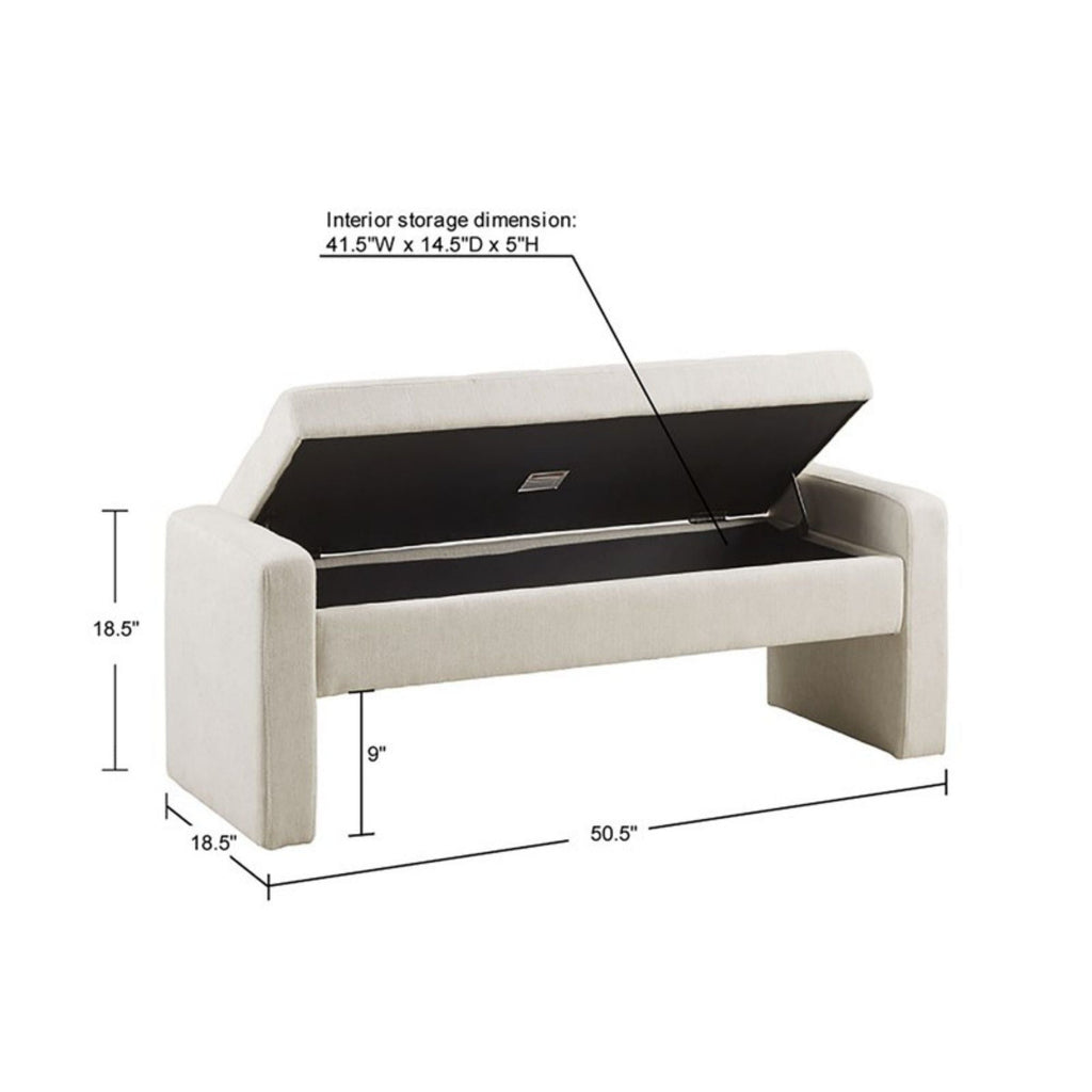 Cream Storage Bench with Soft Close Lid - Polyester Upholstery
