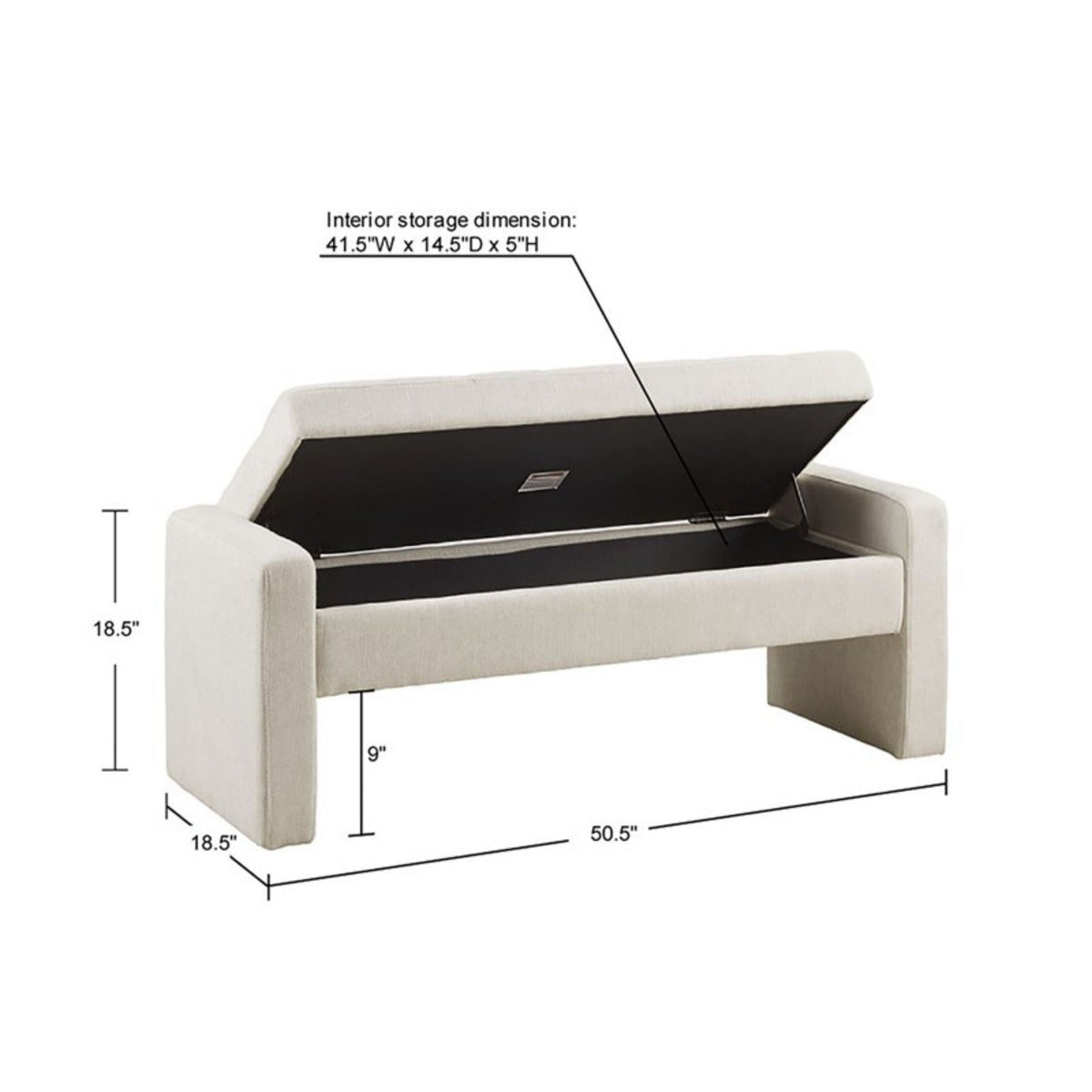 Cream Storage Bench with Soft Close Lid - Polyester Upholstery