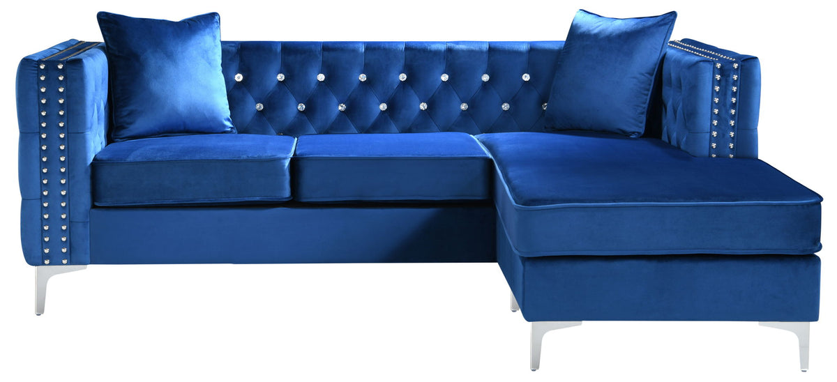 Sofa Chaise with Faux Jewel Tufting - Multiple Colors