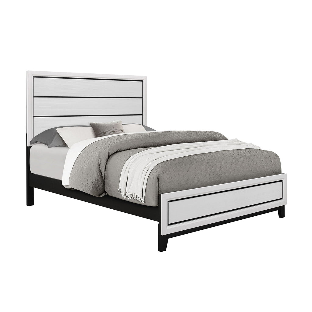 Mirage Panel Bed with Contemporary Headboard - Available in Dark Gray or White