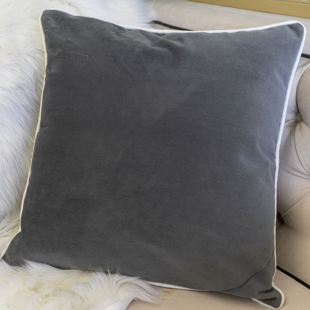Let It Snow Embroidered Cotton Throw Pillow with Pillow Insert - Gray