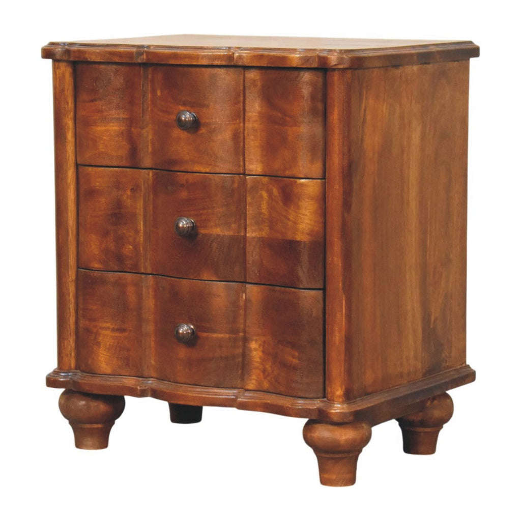 Solid Wood Lume Panel Nightstand with Panel Detailing - Chestnut