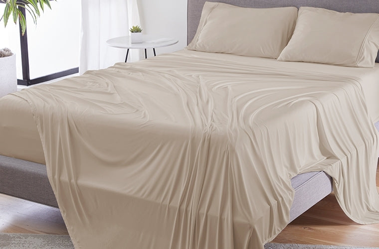 Dri-Tec Split Head Cal King Sheet Set with Moisture-Wicking - Beige