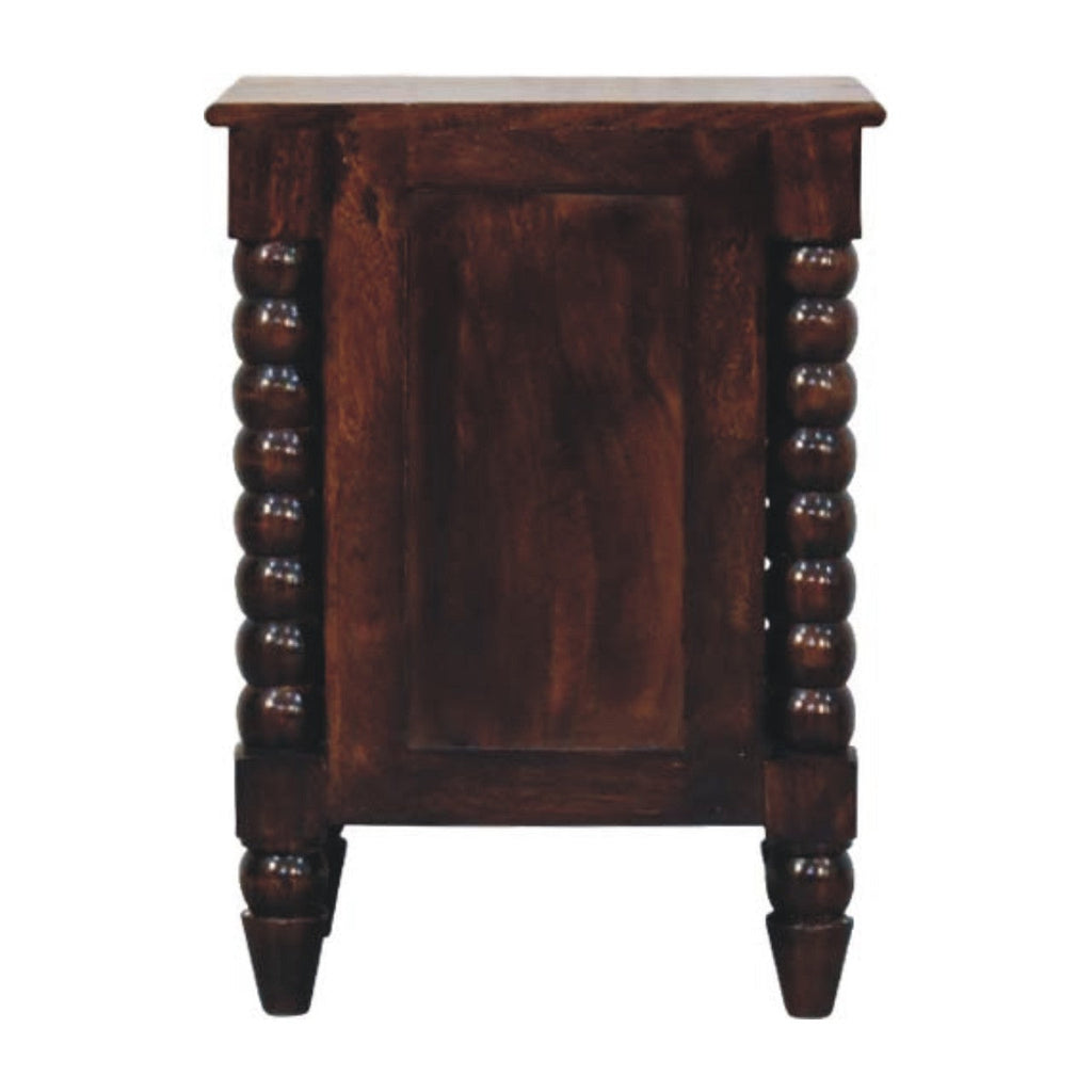 Solid Wood Spindle Duo Bedside Nightstand with Dual Storage - Natural Wood