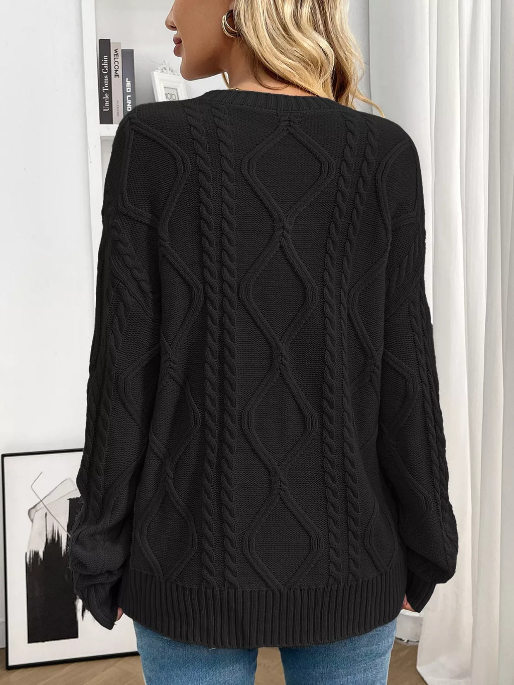 Cable Knit Round Neck Sweater