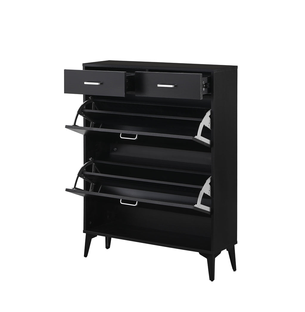 Large Size Shoe Cabinet with Tipping Bucket Drawers - White