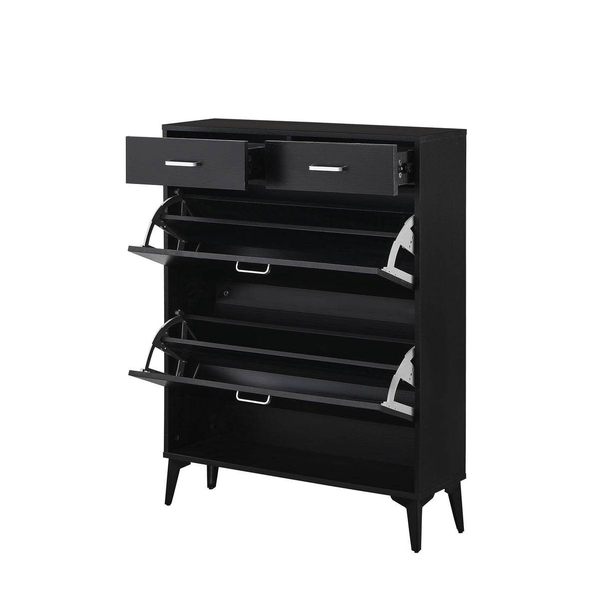 Large Size Shoe Cabinet with Tipping Bucket Drawers - White