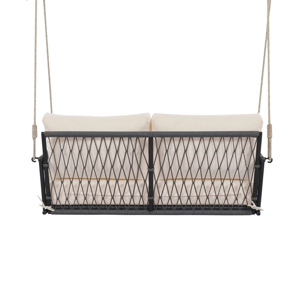 Beige Outdoor Swing Sofa with Soft Cushions for Patio