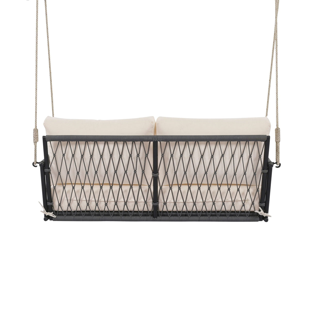 Beige Outdoor Swing Sofa with Soft Cushions for Patio