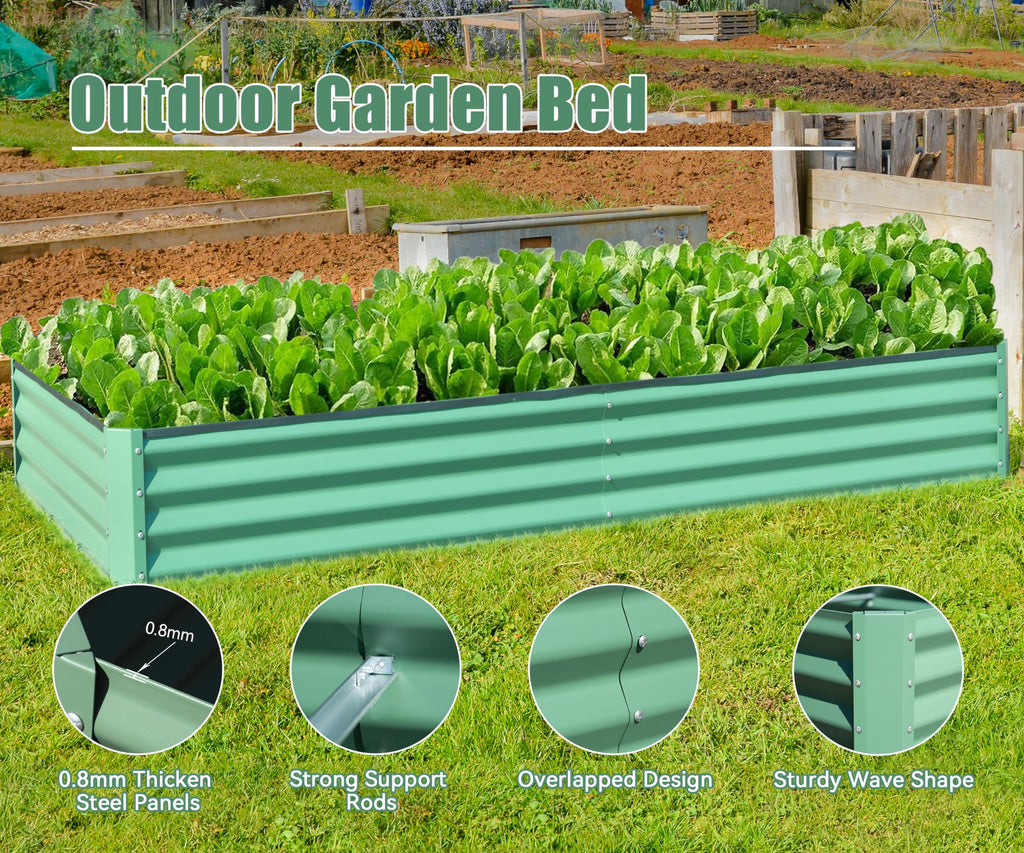 Galvanized Raised Garden Bed with Durable Steel Construction - Green or Gray