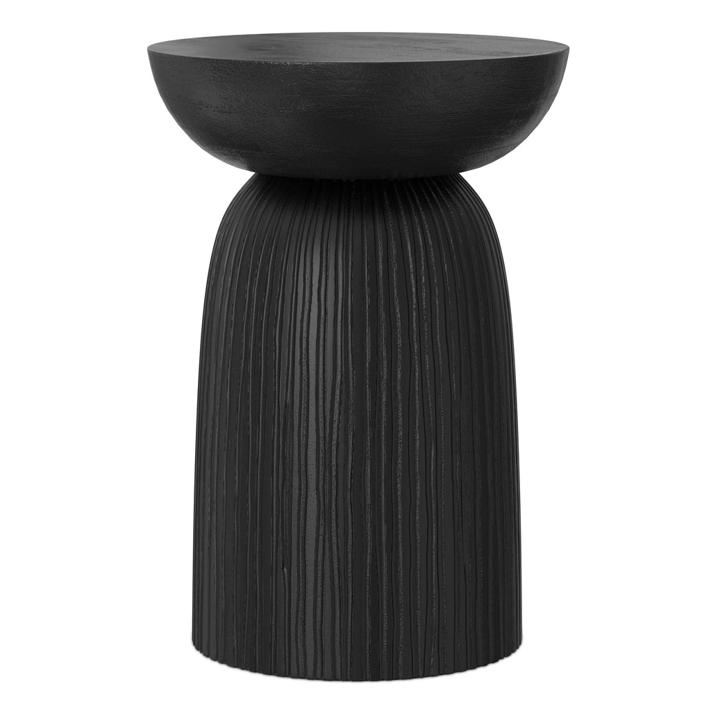 Black Mango Wood Accent Table with Vertical Line Design - Black