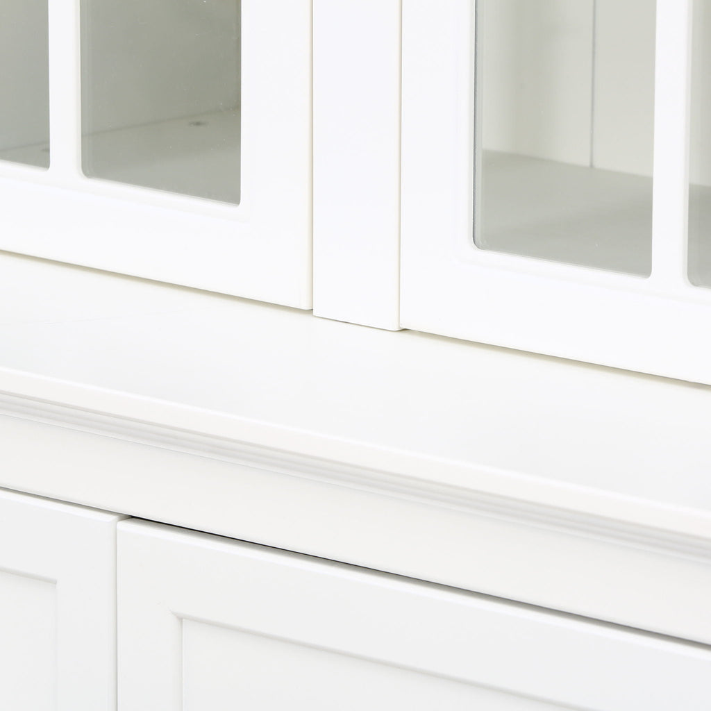 Retro Style Hutch Cabinet with Glass Door - White