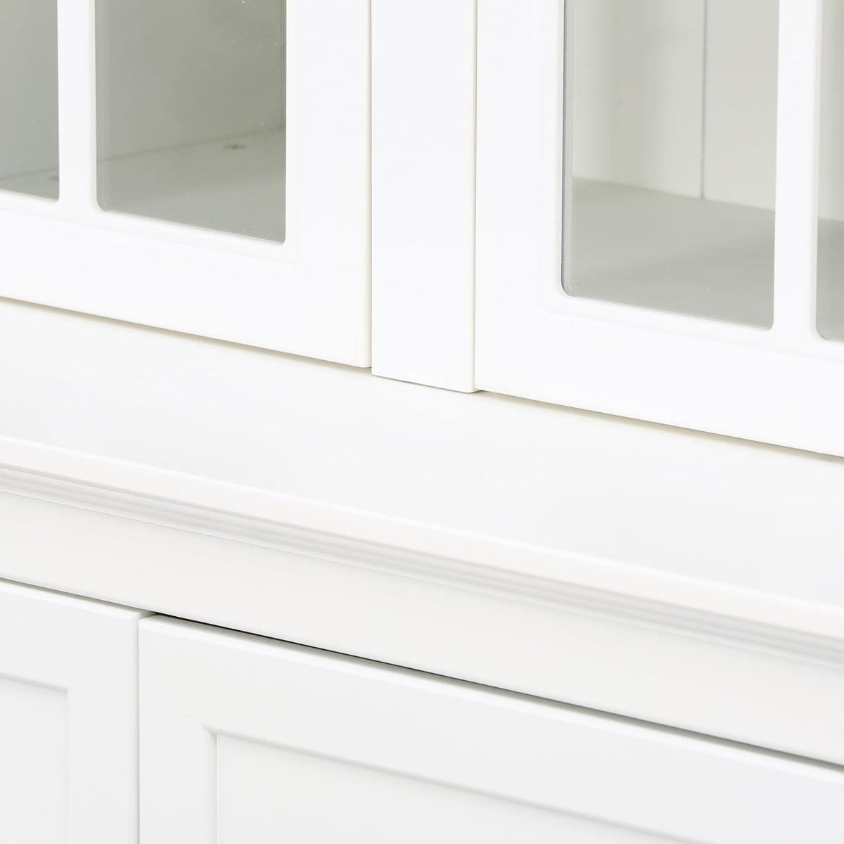 Retro Style Hutch Cabinet with Glass Door - White