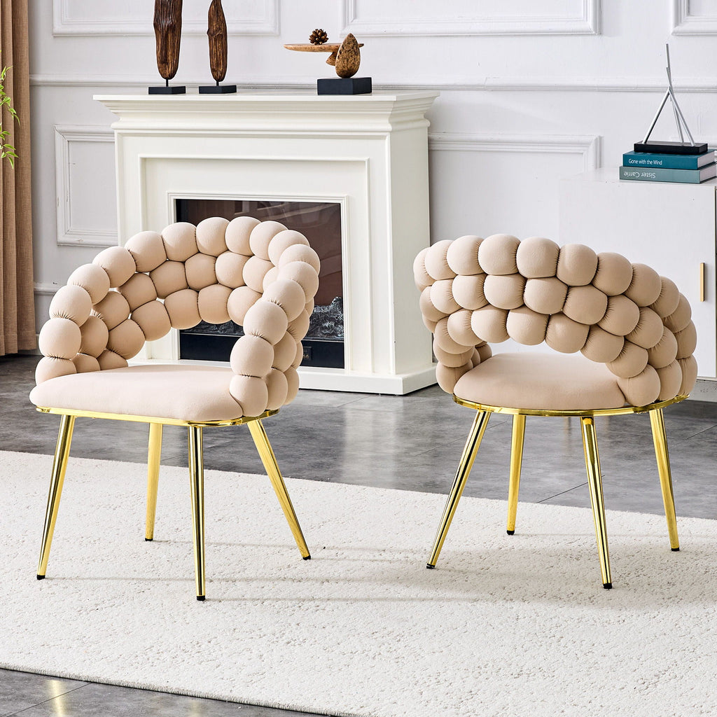 Ball Chain Bubble Dining Chair Set with Sculptural Backrest - Dark Gray, Beige, Orange