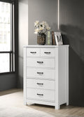 Cassini 5 Drawer Chest with Sleek Black Handles - White