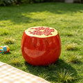 Oversized Pomegranate Fruit Stool with Durable Resin – Red