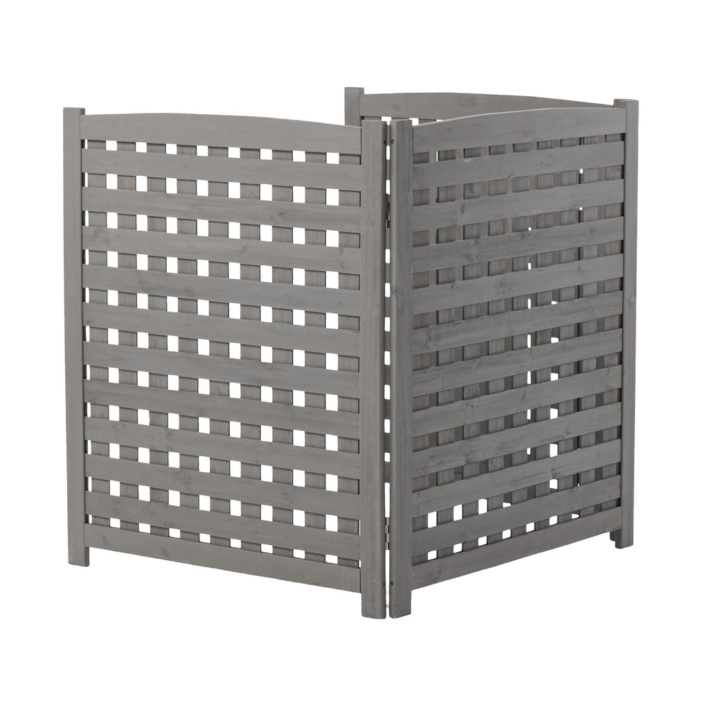 3 Panel Outdoor Air Conditioner Fence Screen with Solid Wood - Light Brown or Dark Gray