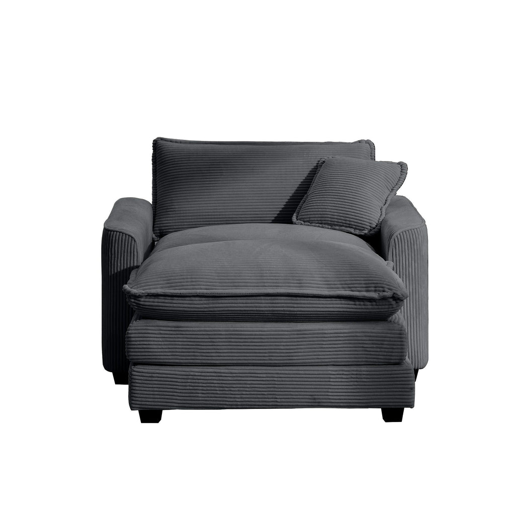 Modern Comfortable Single Chair & Ottoman with Deep Seat - Multiple Colors