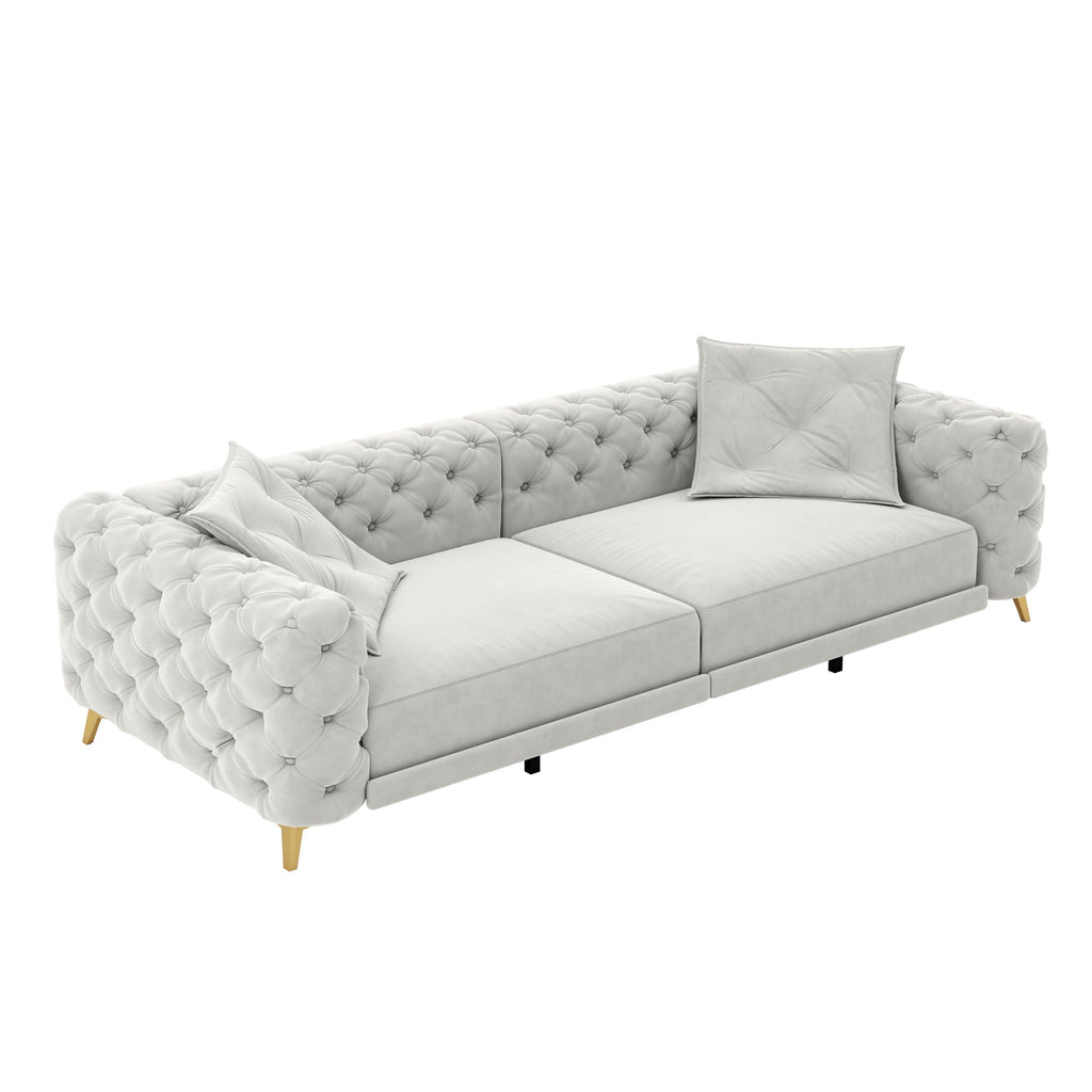 3-In-1 Convertible Sleeper Sofa Set with Deep Seat & Movable Ottoman - White, Beige, Gray