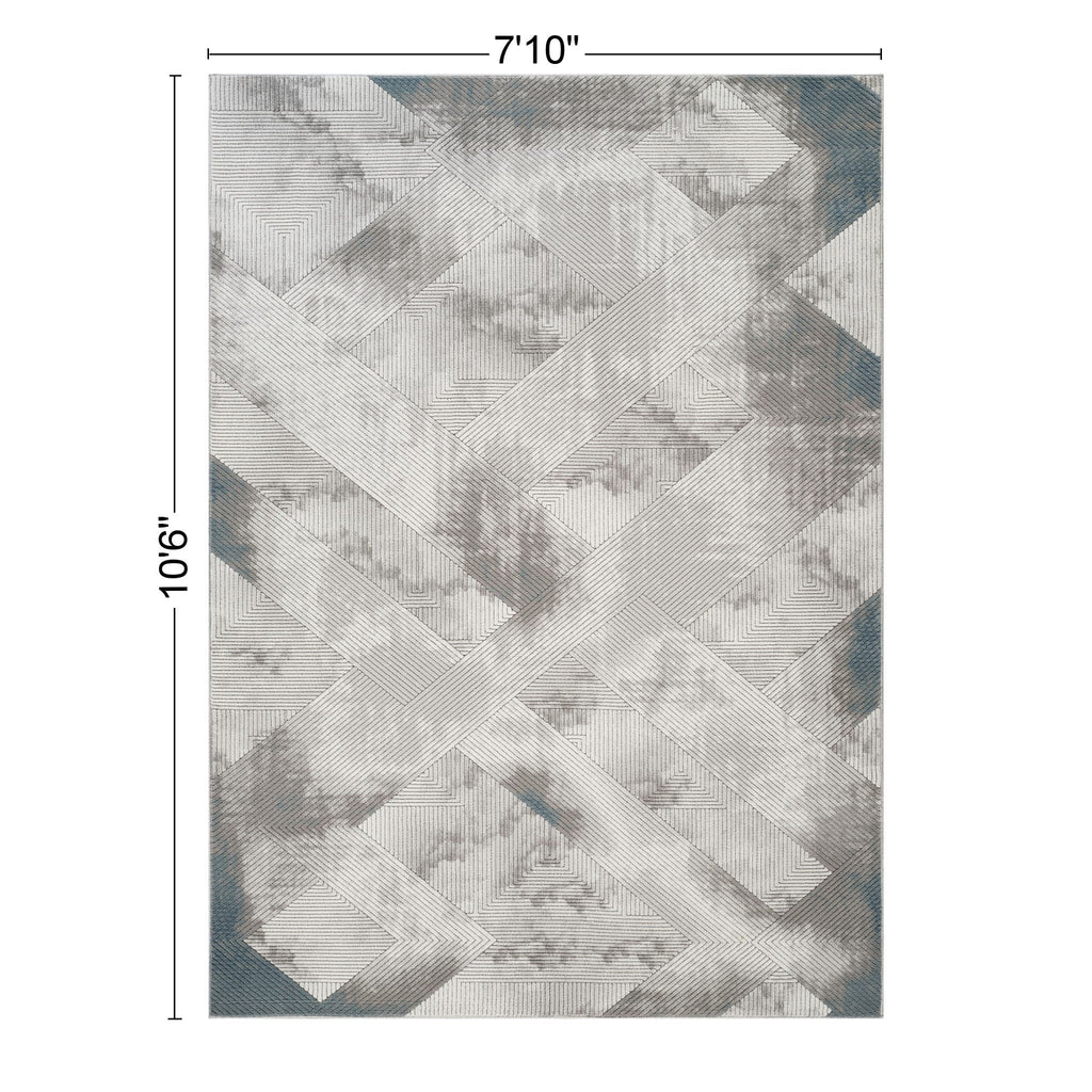 Geometrix Contemporary Area Rug with 3D Effect - Gray