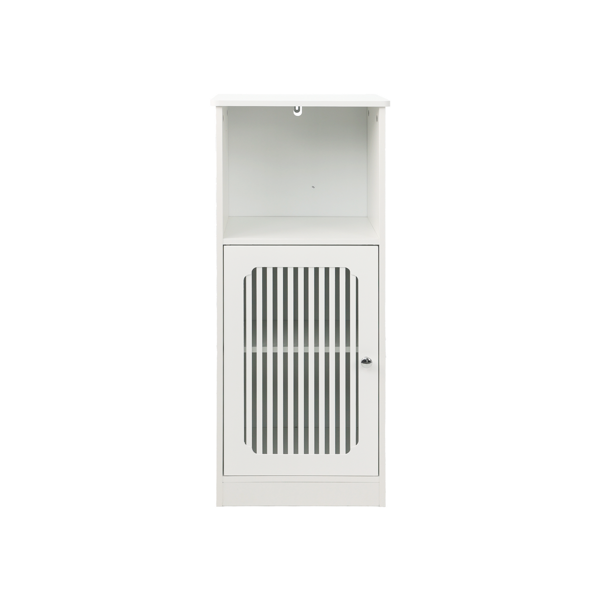 Bathroom Low Cabinet with Louvered Door - Particle Board & MDF, White