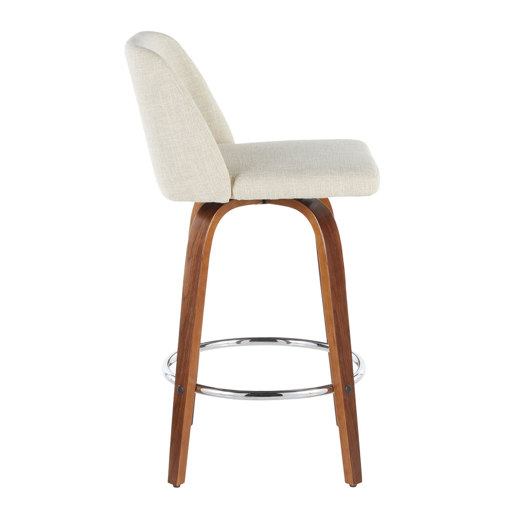 Mid-Century Modern Counter Stools with Padded Seat - Black or Gray