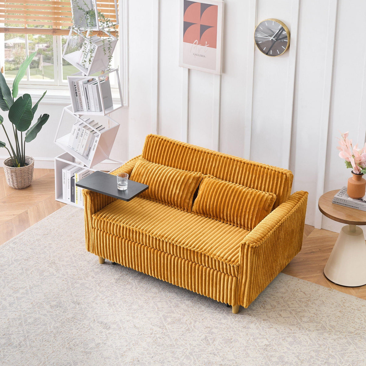 Pull Out Sofa With Movable Tabletop and USB Ports - Multiple Colors