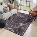 Burgundy Washable 8x10 Area Rug with Non-Shedding Polyester