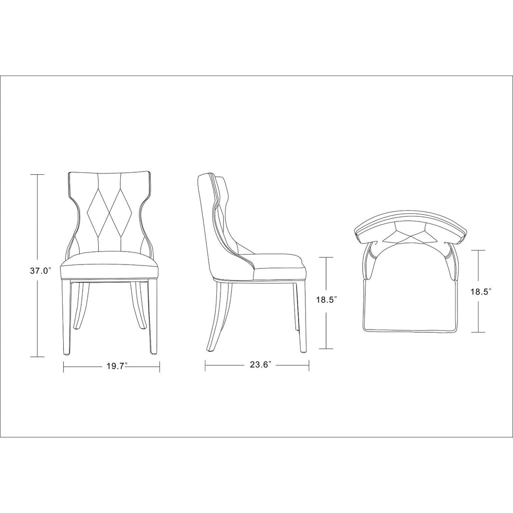 Reine Dining Chair Set of 2 with Solid Wood Frame and Classic Design - Multiple Colors