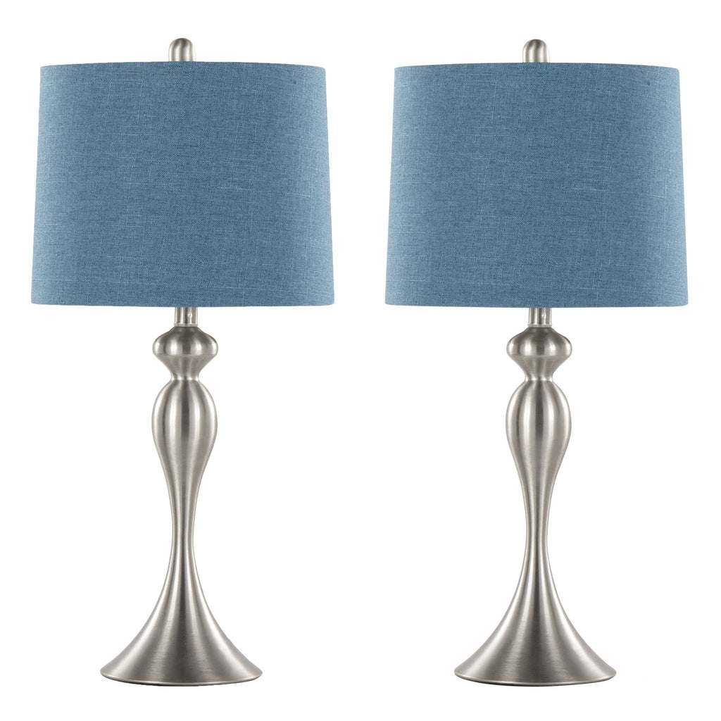 Ashland Contemporary Table Lamp Set with Double-Layer Shade - Multiple Colors