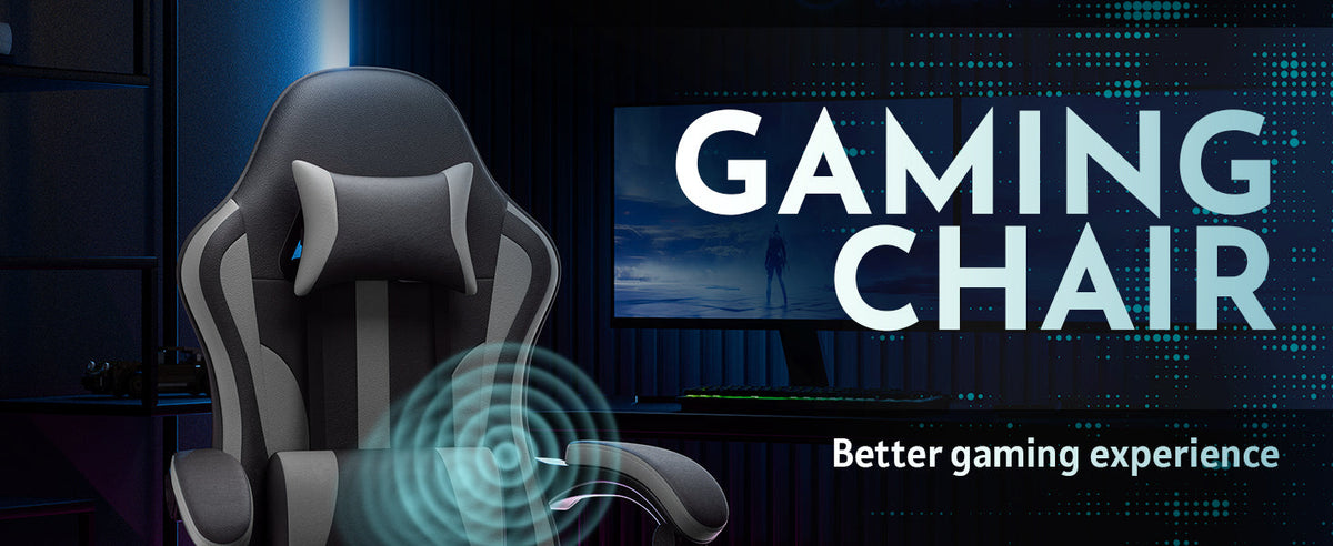 Ergonomic Gaming Chair with Footrest and Lumbar Support - Black/Grey