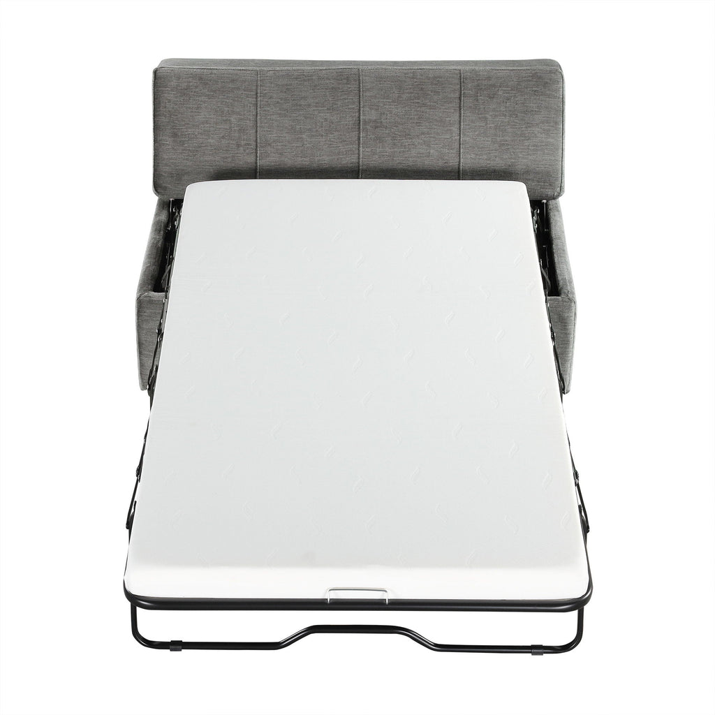 Twin Size Folding Ottoman Sleeper Bed with Mattress - Light Brown, Black, Dark Gray, White