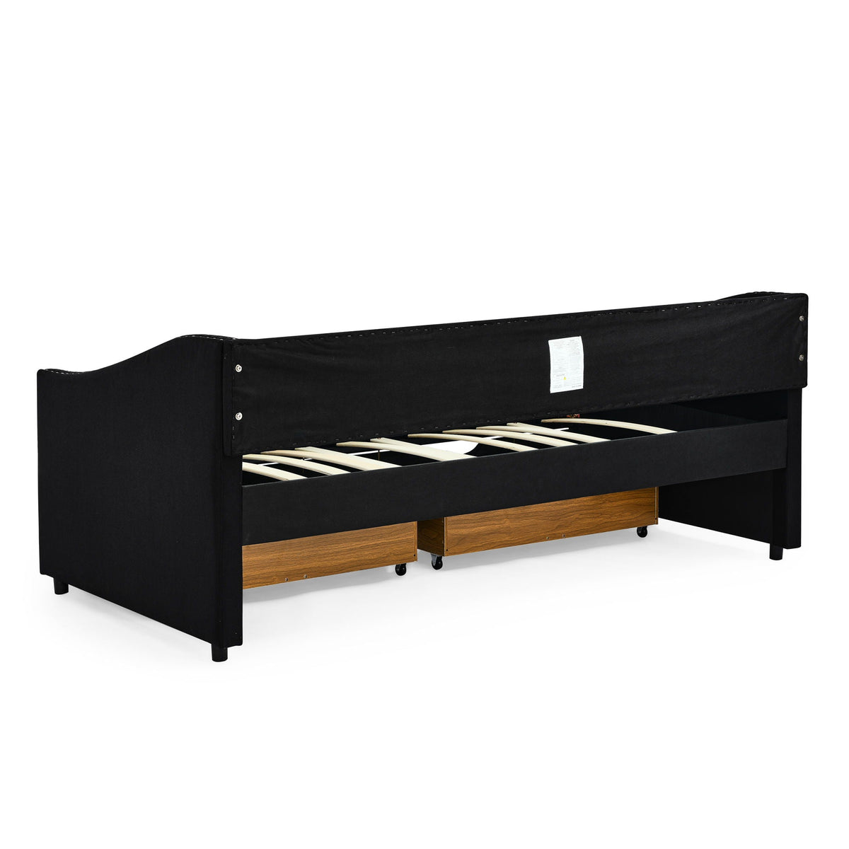 Upholstered Tufted Daybed with 2 Drawers and Waved Arms - Multiple Colors