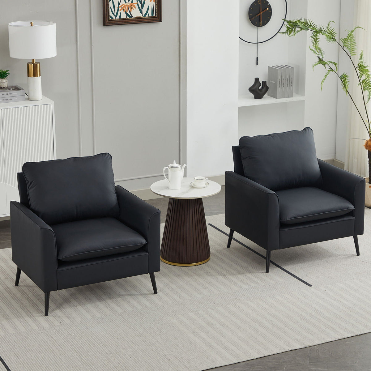 Nordic Retro Light Luxury Upholstered Sofa Chair Set of 2 with Cushions - Multiple Colors
