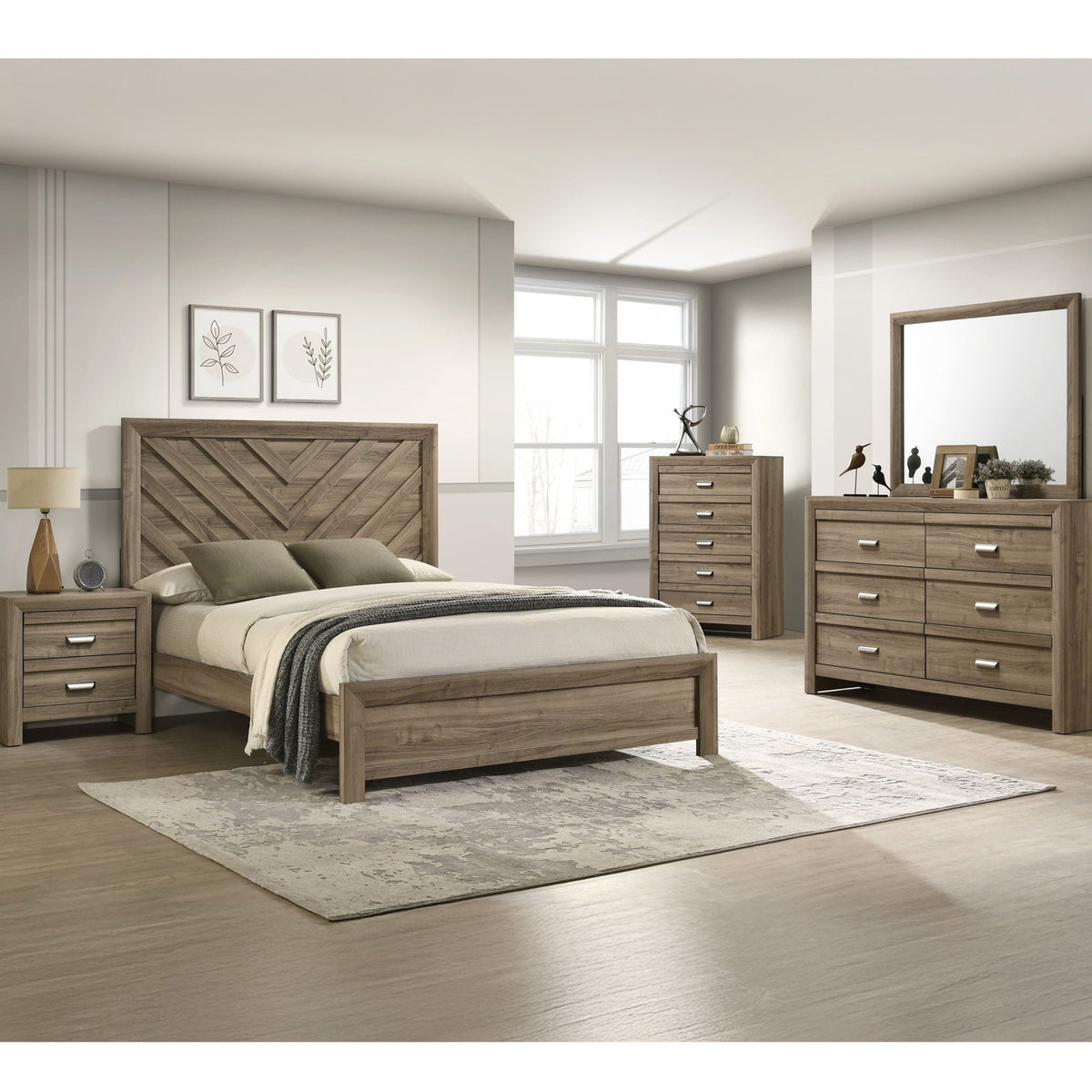 5 Drawer Storage Chest With Pulls - Light Brown