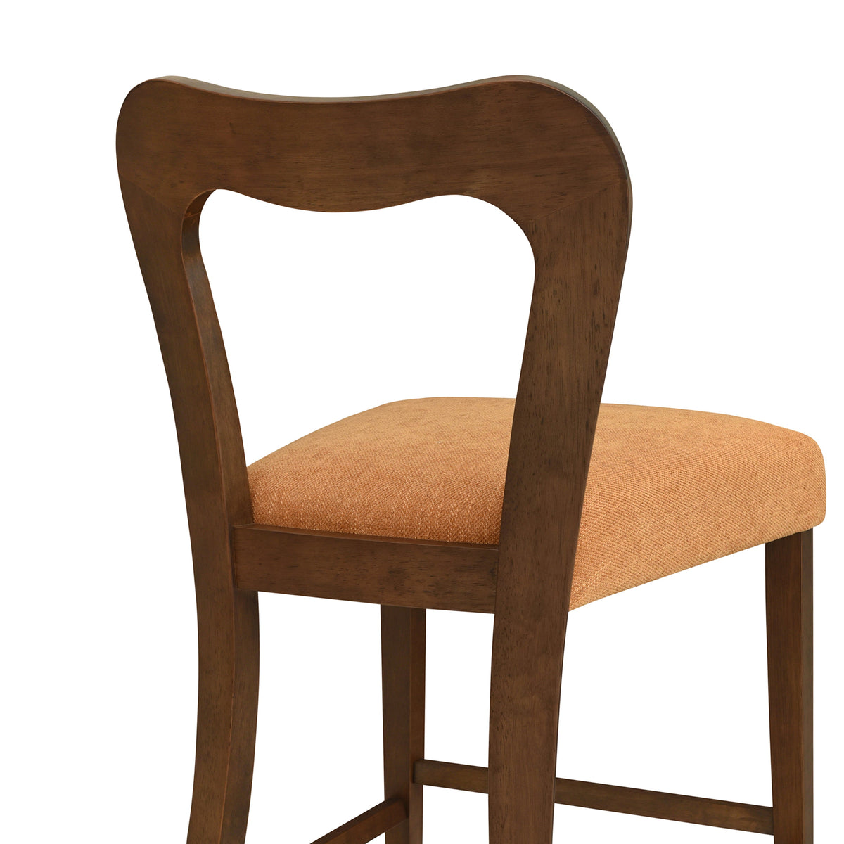 Walnut and Caramel Counter Stool Set of 2 with Ergonomic Backrest - Solid Rubberwood