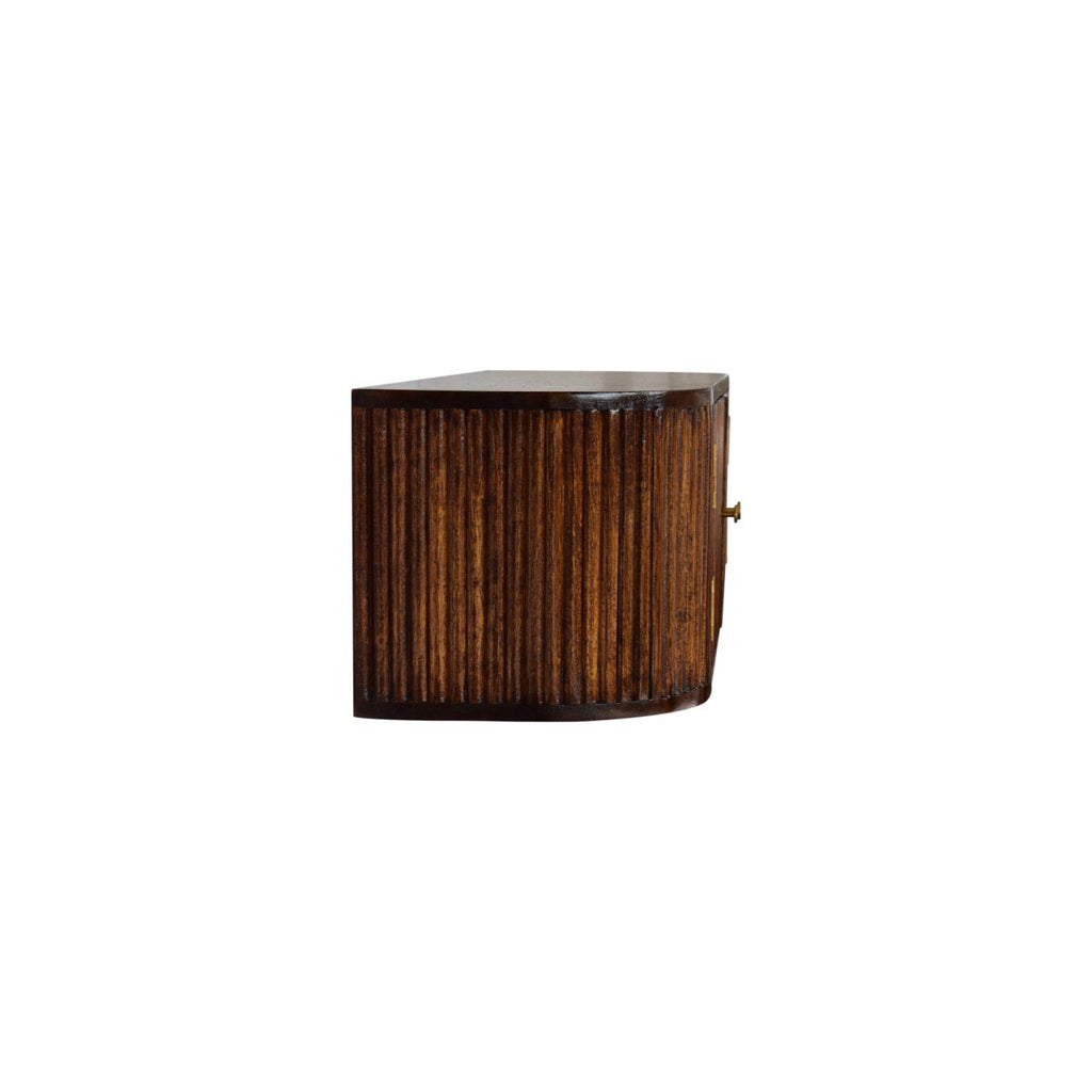 Solid Wood Chunky Chestnut Floating Bedside Table with Drawer and Shelf