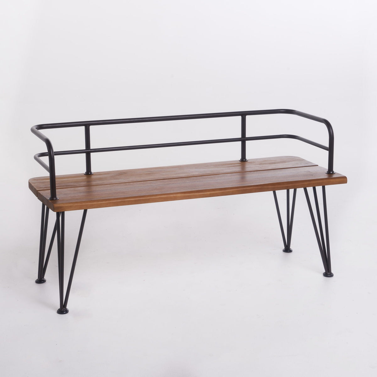Teak Outdoor Bench with Powder Coated Iron Frame – Teak