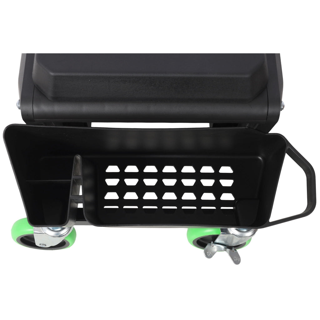 Heavy Duty Mechanic Stool with Wheels and Soft Rubber Cushion - Green