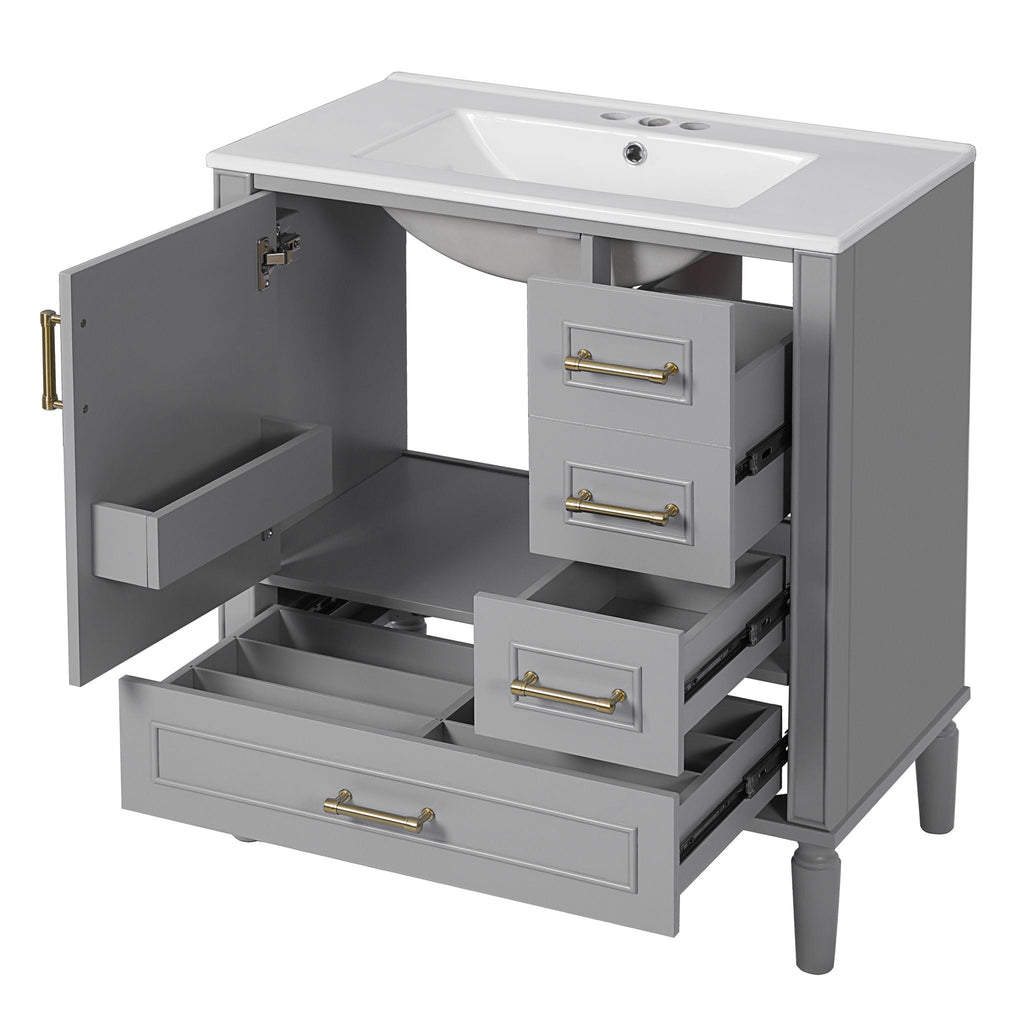 Traditional Bathroom Vanity Set with Soft Close Doors - Multiple Colors
