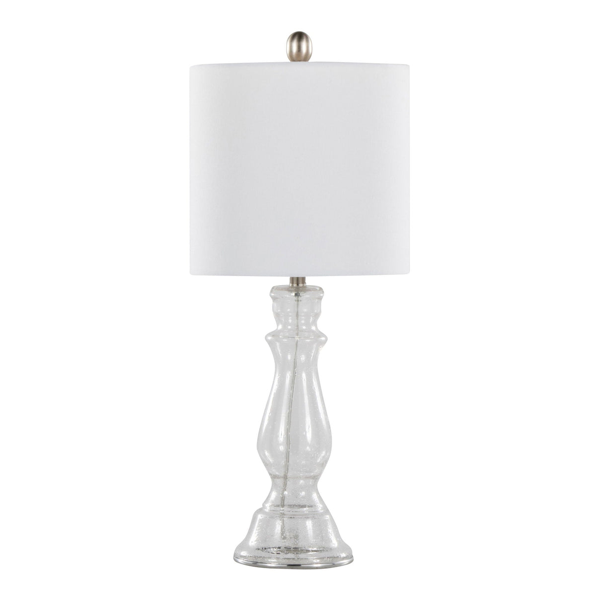 Contemporary Angel Table Lamp Set with Seeded Glass - White or Blue