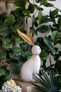 White Magnesium Rabbit Figurine with Gold Iron Ears – 24.8" High