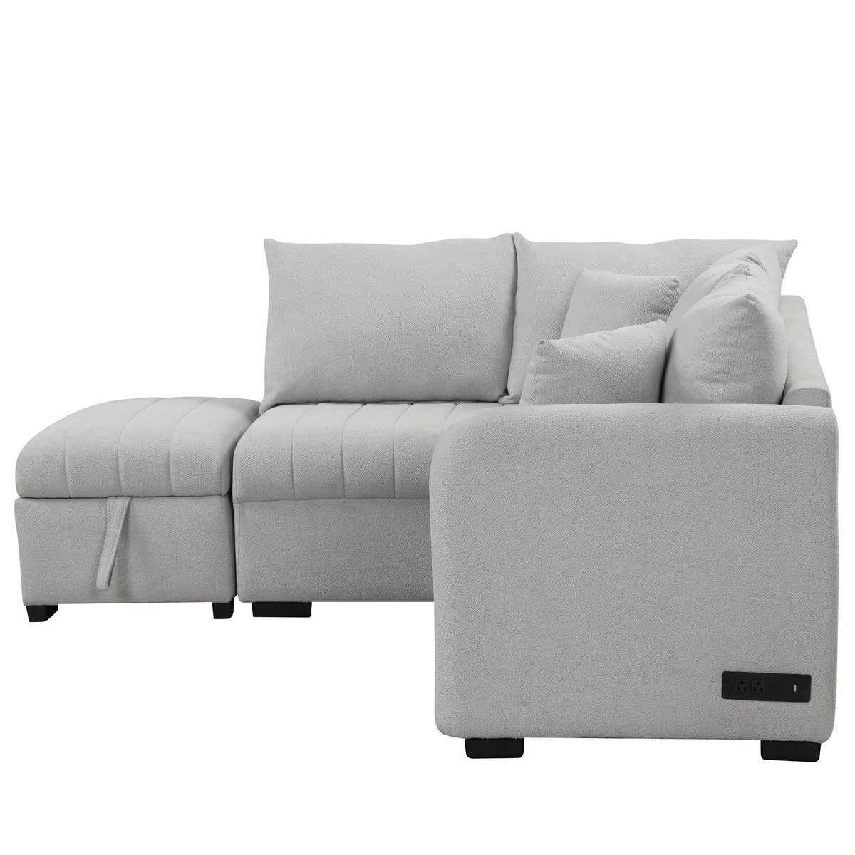 L-Shaped Sleeper Sectional with Pull-Out Bed and Storage Ottoman - Gray or Beige