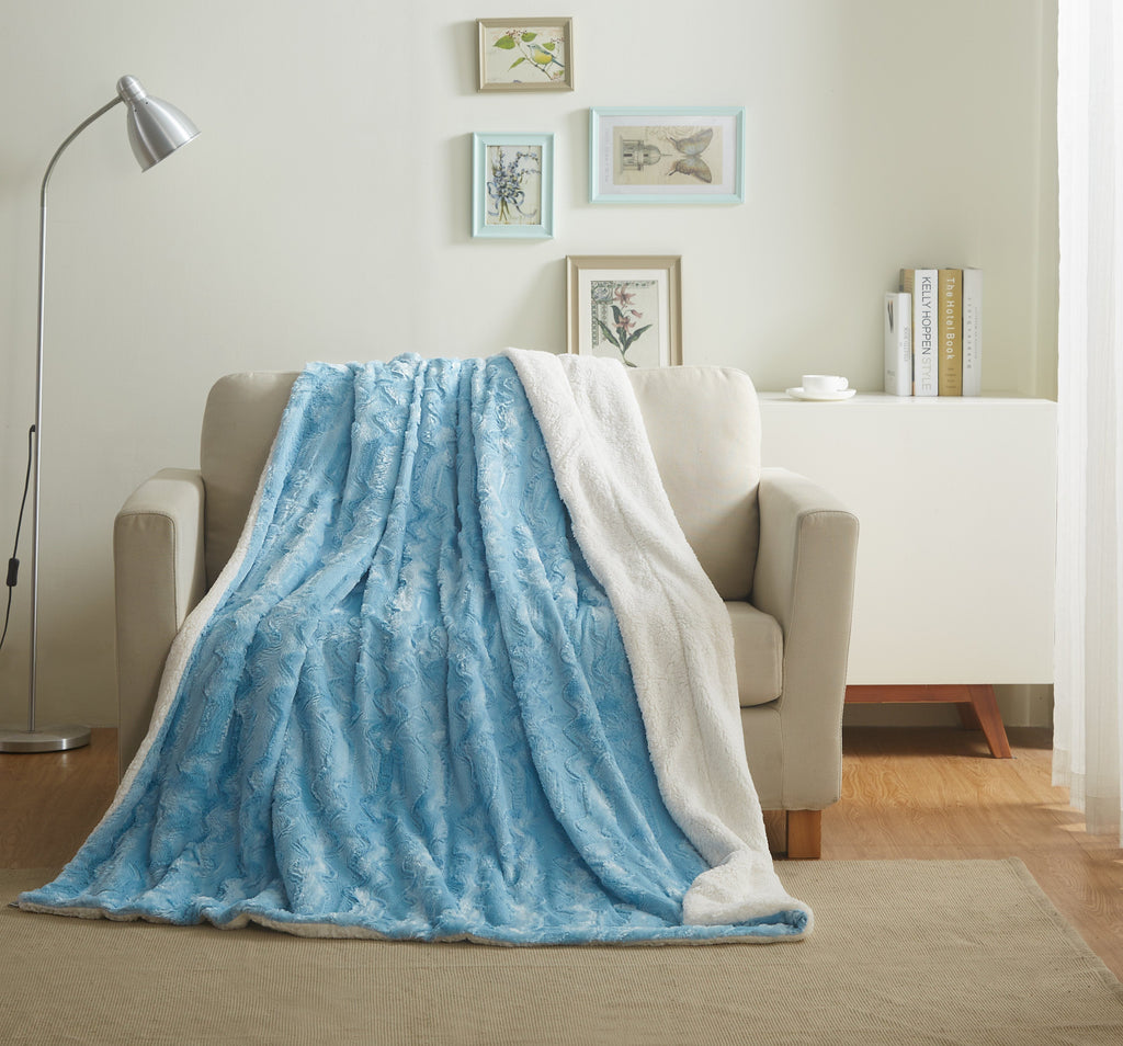 Tache Faux Fur Blue Sky Soft Throw Blanket (#8)