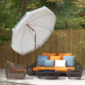 Blue Stripe Outdoor Patio Umbrella with Tilt and Vent - Steel Frame