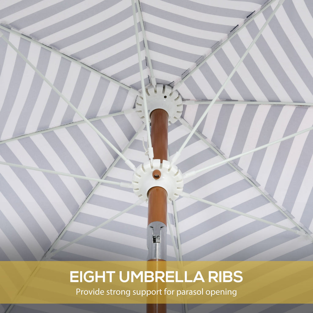 Blue Stripe Outdoor Patio Umbrella with Tilt and Vent - Steel Frame
