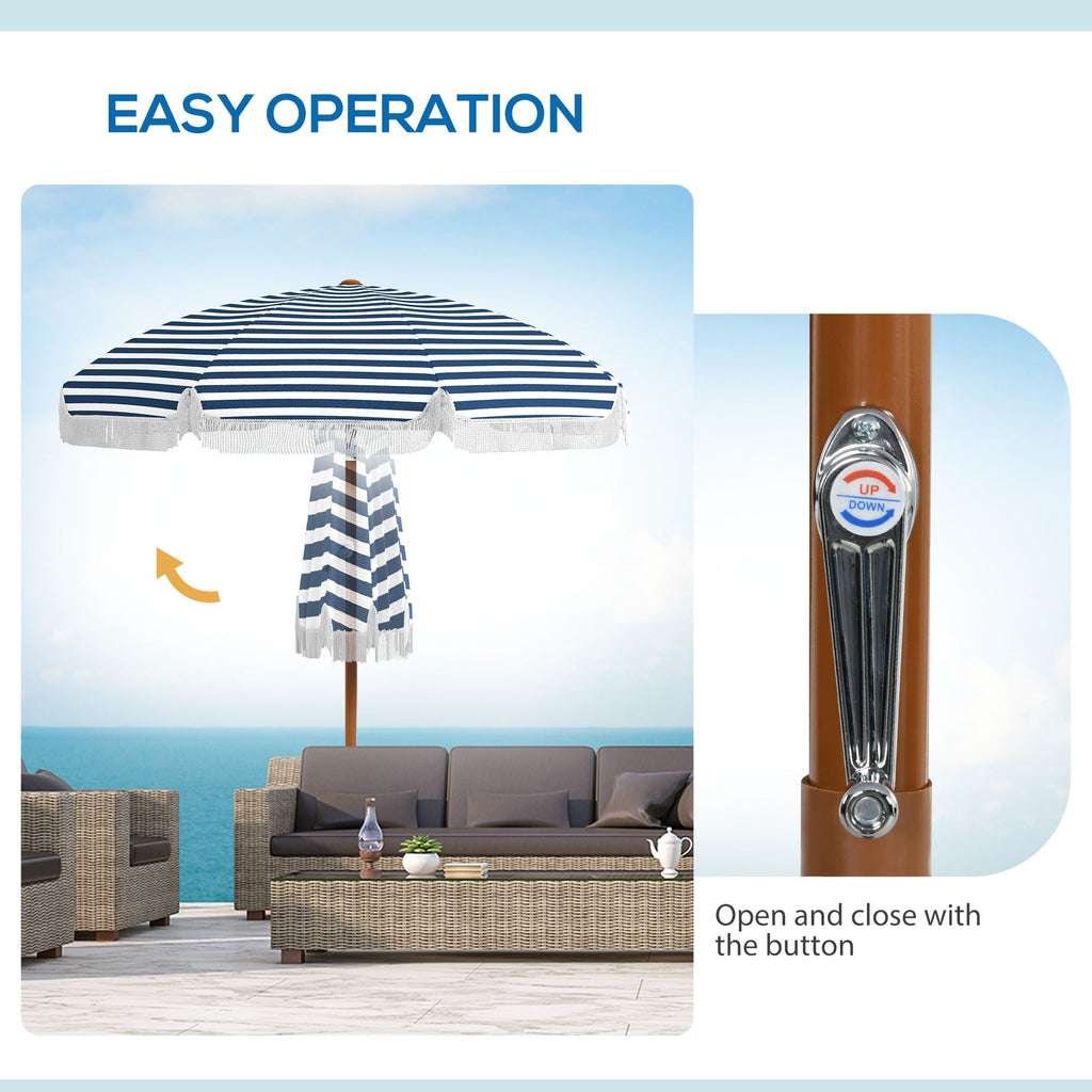Blue Stripe Outdoor Patio Umbrella with Tilt and Vent - Steel Frame