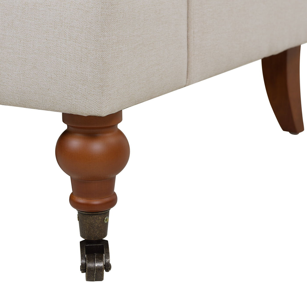 Accent Arm Chair with Casters – Solid Hardwood Frame - Blue or Beige